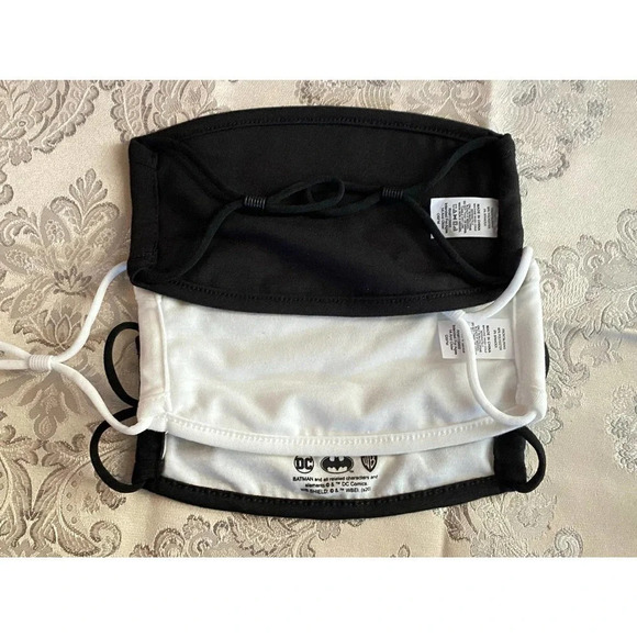 New Batman Face Mask Covering Set OF 3! Age 14& UP Soft and Comfy Black White - Picture 2 of 4